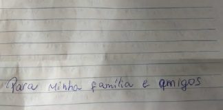 frase escrita à mão: "para minha família e amigos"