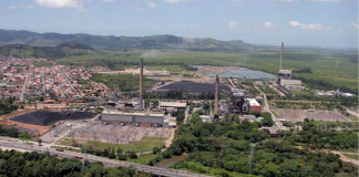 complexo de jorge lacerda visto em foto aérea; duas chaminés proeminentes