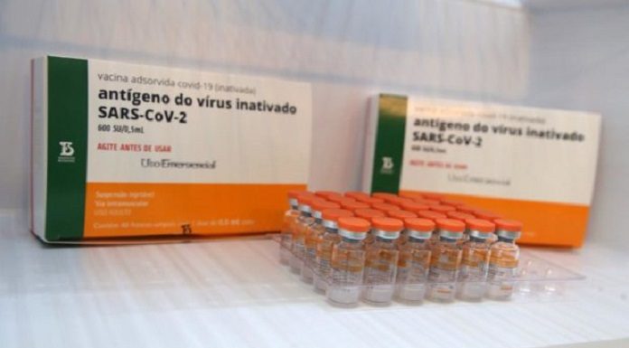 caixas e ampolas de doses da coronavac que são entregues na segunda em são paulo