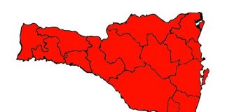 matriz de risco à covid em sc mostra todas as reigões do estado em vermelho