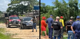 policiais civis fazem buscas junto com os bombeiros por corpo carbonizado em veículo queimado em São José