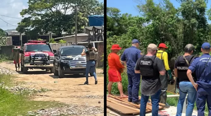 policiais civis fazem buscas junto com os bombeiros por corpo carbonizado em veículo queimado em São José