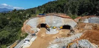 túnel do contorno viário da Grande Florianópolis em construção