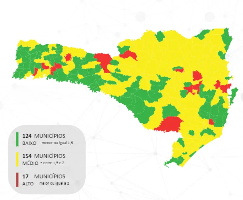 17 municípios de SC recebem nota alta em risco à Covid