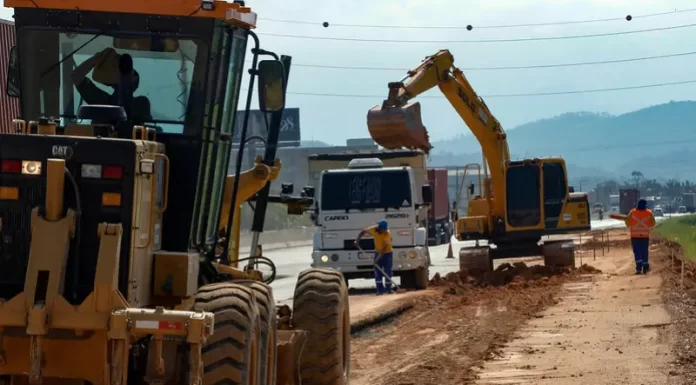 Obra de duplicação com dinheiro do Estado na BR-470 em Navegantes