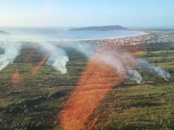 Sobrevoo em focos de incêndio no Parque do Tabuleiro