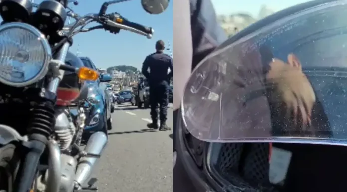 Homem teve o nariz cortado após a linha atravessar o capacete.