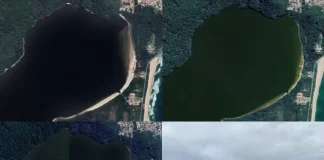 Imagens de satélite mostram mudança na coloração da lagoa de peri