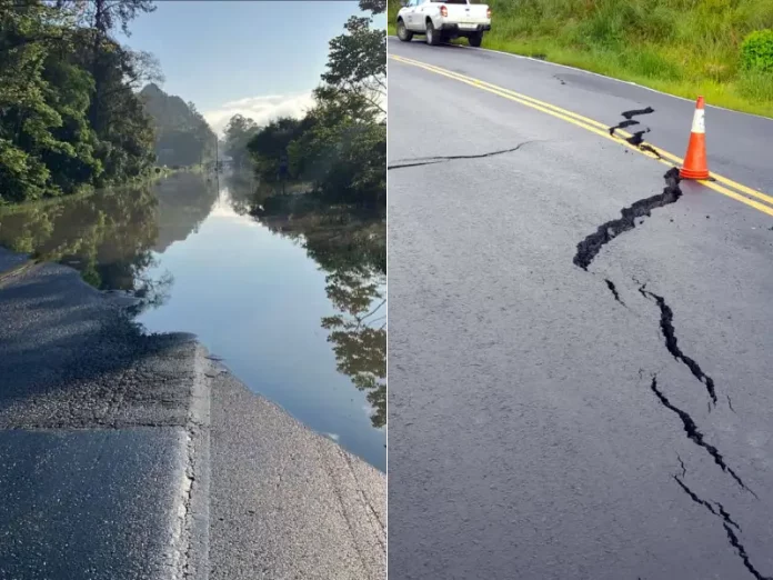 Pontos de interdição em rodovias de SC após as chuvas