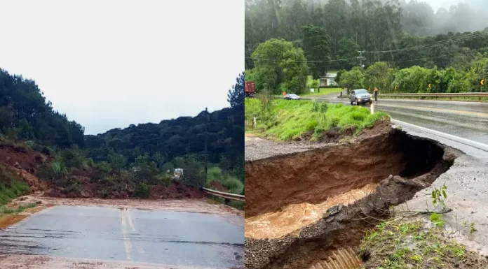 Estradas em SC interditadas por impactos da chuva