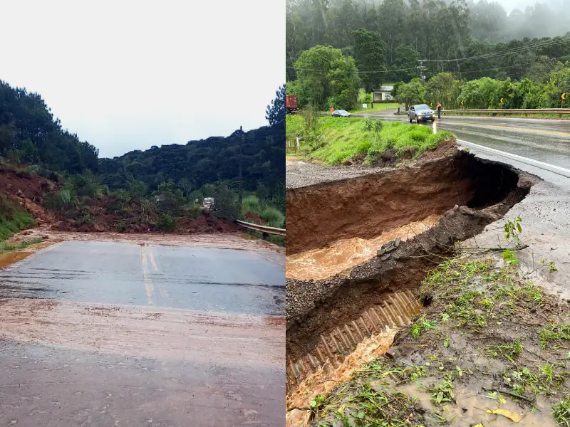 Estradas em SC interditadas por impactos da chuva