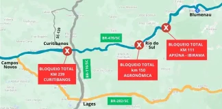 Santa Catarina tem diversas rodovias interditadas