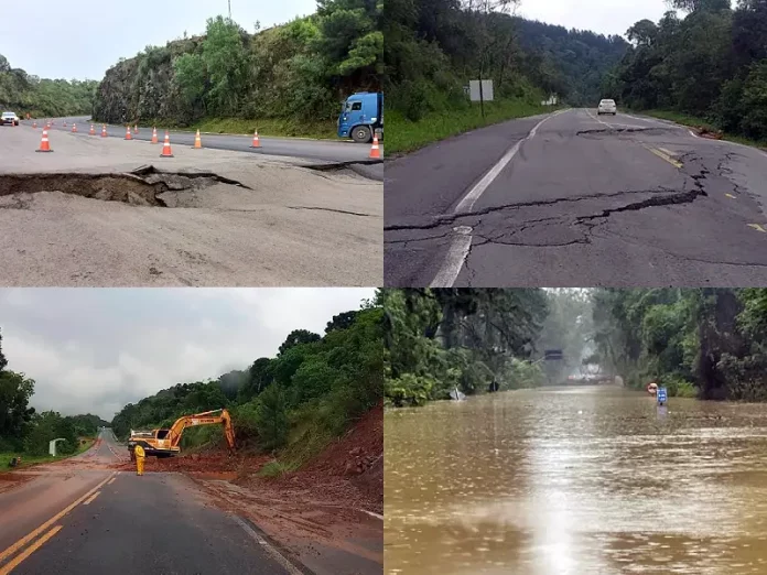 Rodovias federais em SC tiveram mais de 100 estragos em 5 dias