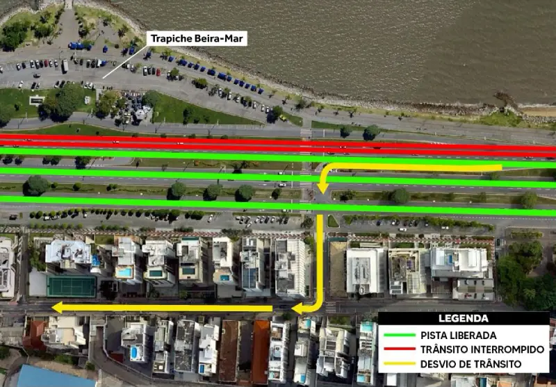 Alterações de trânsito na Beira-mar Norte em Florianópolis