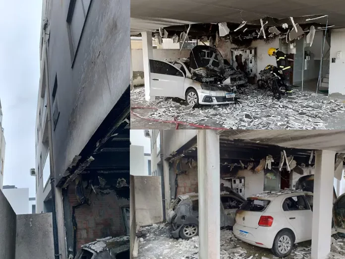 Incêndio destrói carro em garagem de prédio nos Ingleses