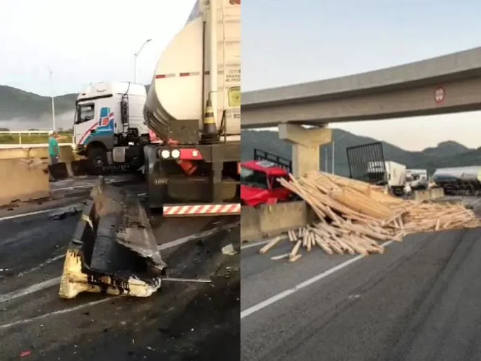 Acidente na BR-101 em Governador Celso Ramos interdita rodovia às 6h desta quarta-feira (13)