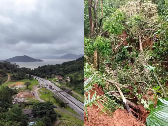 Impacto da chuva na terra indígena Morro dos Cavalos, em Palhoça