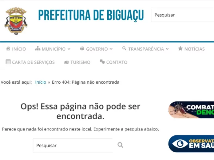 Site e portal de transparência da Prefeitura de Biguaçu